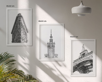 Wall art set Architectural black and white buildings