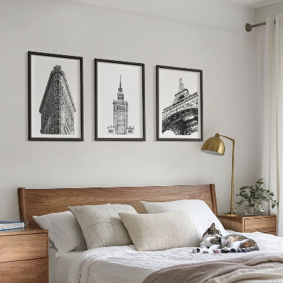 Wall art set Architectural black and white buildings
