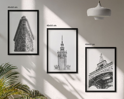 Wall art set Architectural black and white buildings
