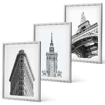 Wall art set Architectural black and white buildings