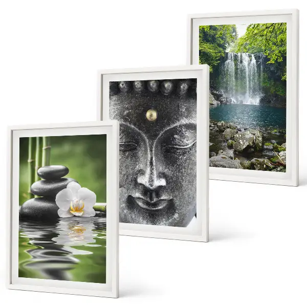 Harmony stones water Buddha wall art three-piece set