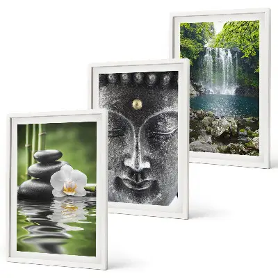 Harmony stones water Buddha wall art three-piece set