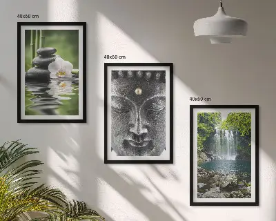 Harmony stones water Buddha wall art three-piece set