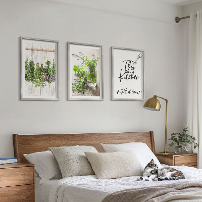 Three-piece wall art piece Dried herbs kitchen theme