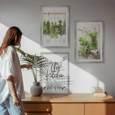 Three-piece wall art piece Dried herbs kitchen theme