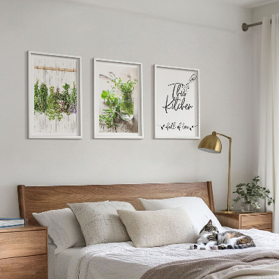 Three-piece wall art piece Dried herbs kitchen theme