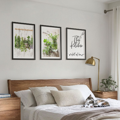 Three-piece wall art piece Dried herbs kitchen theme