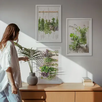 Herbs and plants wall art set for the kitchen