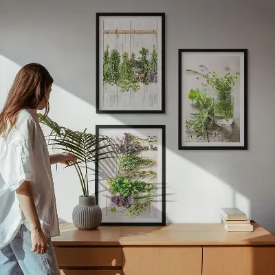 Herbs and plants wall art set for the kitchen