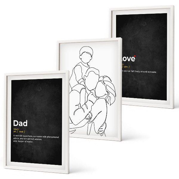 Three-piece wall art piece Family line art love fatherhood