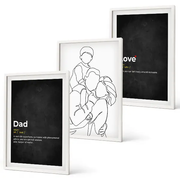 Family line art love fatherhood wall art three-piece set