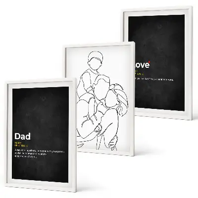 Family line art love fatherhood wall art three-piece set