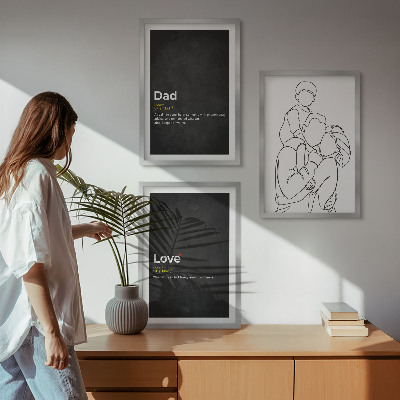 Three-piece wall art piece Family line art love fatherhood