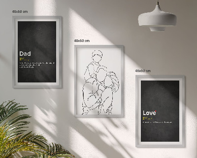 Three-piece wall art piece Family line art love fatherhood