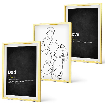 Three-piece wall art piece Family line art love fatherhood