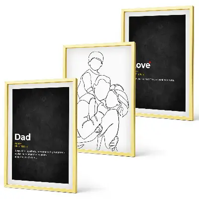 Family line art love fatherhood wall art three-piece set