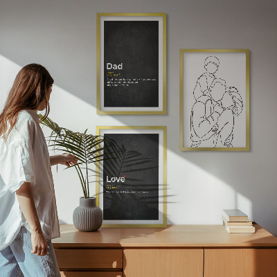 Three-piece wall art piece Family line art love fatherhood