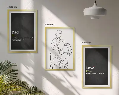 Family line art love fatherhood wall art three-piece set