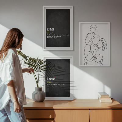 Three-piece wall art piece Family line art love fatherhood