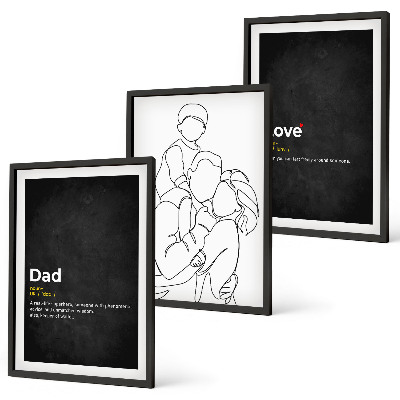 Three-piece wall art piece Family line art love fatherhood