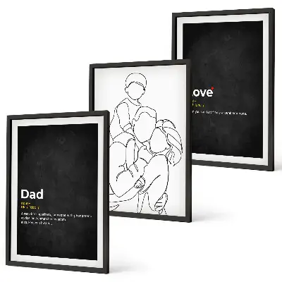 Family line art love fatherhood wall art three-piece set