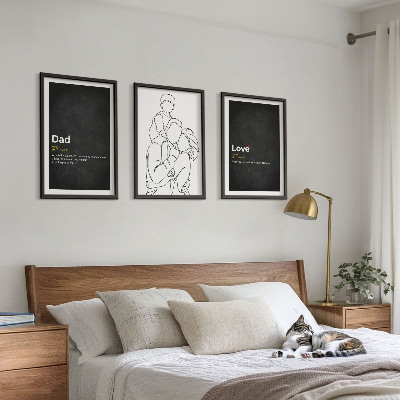 Three-piece wall art piece Family line art love fatherhood