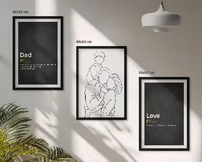 Family line art love fatherhood wall art three-piece set