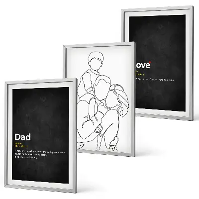 Family line art love fatherhood wall art three-piece set