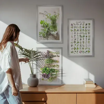 Dried herbs kitchen wall art three-piece set