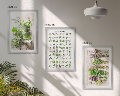 Three-piece wall art piece Dried herbs for the kitchen