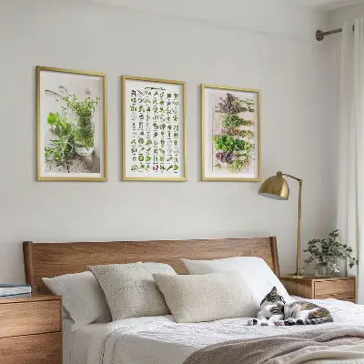 Dried herbs kitchen wall art three-piece set