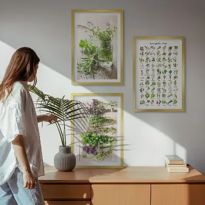 Dried herbs kitchen wall art three-piece set