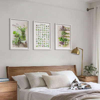 Three-piece wall art piece Dried herbs for the kitchen