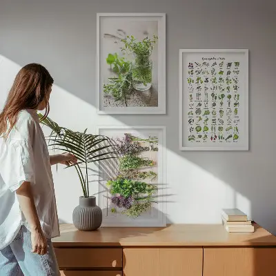Dried herbs kitchen wall art three-piece set