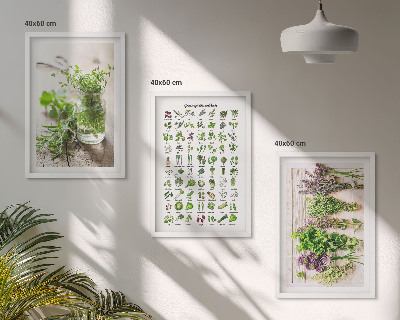 Three-piece wall art piece Dried herbs for the kitchen