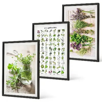 Dried herbs kitchen wall art three-piece set