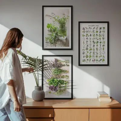Dried herbs kitchen wall art three-piece set