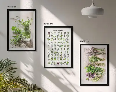 Dried herbs kitchen wall art three-piece set