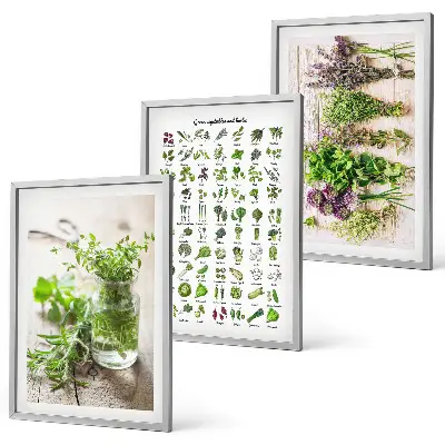 Dried herbs kitchen wall art three-piece set