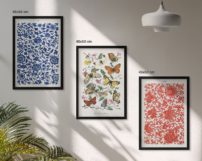 Wall art set Vintage flowers butterflies ornaments