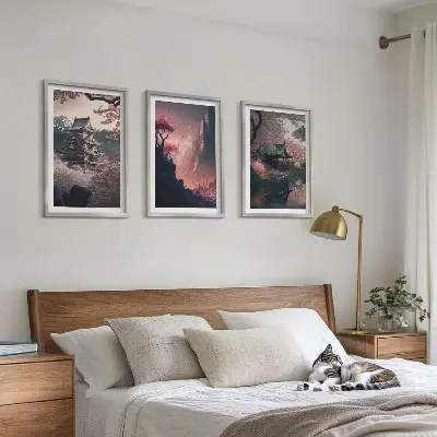 Fantasy landscapes of Japan's mountains wall art set