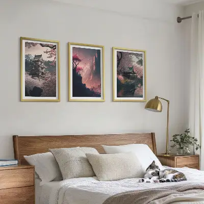 Fantasy landscapes of Japan's mountains wall art set