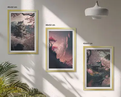 Fantasy landscapes of Japan's mountains wall art set
