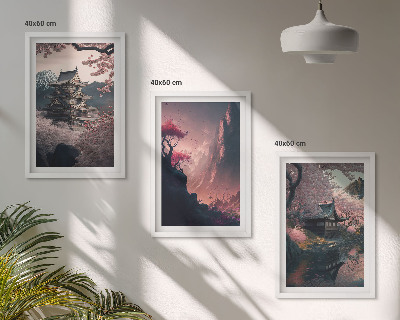 Wall art set Fantasy landscapes of Japan's mountains