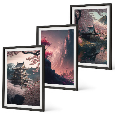 Wall art set Fantasy landscapes of Japan's mountains