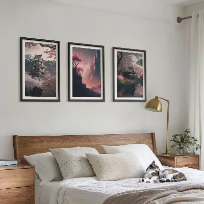 Fantasy landscapes of Japan's mountains wall art set