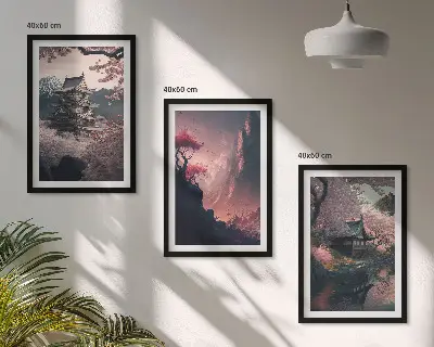 Fantasy landscapes of Japan's mountains wall art set