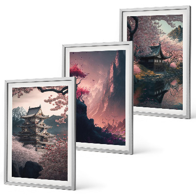 Wall art set Fantasy landscapes of Japan's mountains