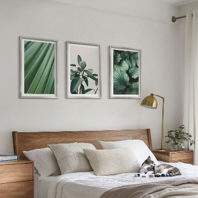 Set of 3 framed wall art pieces Aesthetic tropical leaves