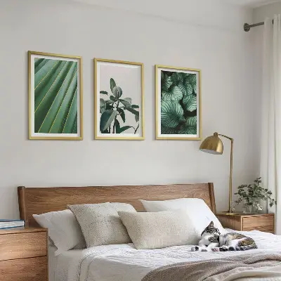 Aesthetic tropical leaves framed wall art set of 3 pieces